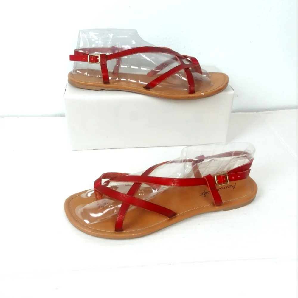 Women's Gladiator Sandals Red/Out Sole Tan Size 10